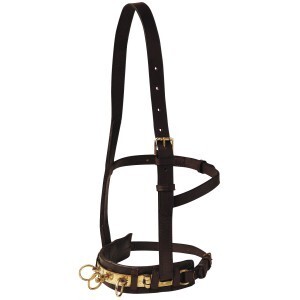 Horse leather lunge cavesson